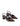 Women's chocolate brown patent leather slingback block heel with buckle fastening and pointed toe