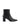 Women's black leather ankle boot with high heel and pointed toe