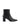 Women's black leather ankle boot with high heel and pointed toe