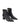 Women's black leather ankle boot with high heel and pointed toe