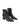 Women's black leather ankle boot with high heel and pointed toe