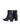 Women's black leather ankle boot with high heel and pointed toe