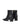 Women's black leather ankle boot with high heel and pointed toe