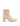 Women's nude leather ankle boot with zip closure, pointed toe and block heel