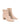 Women's nude leather ankle boot with zip closure, pointed toe and block heel