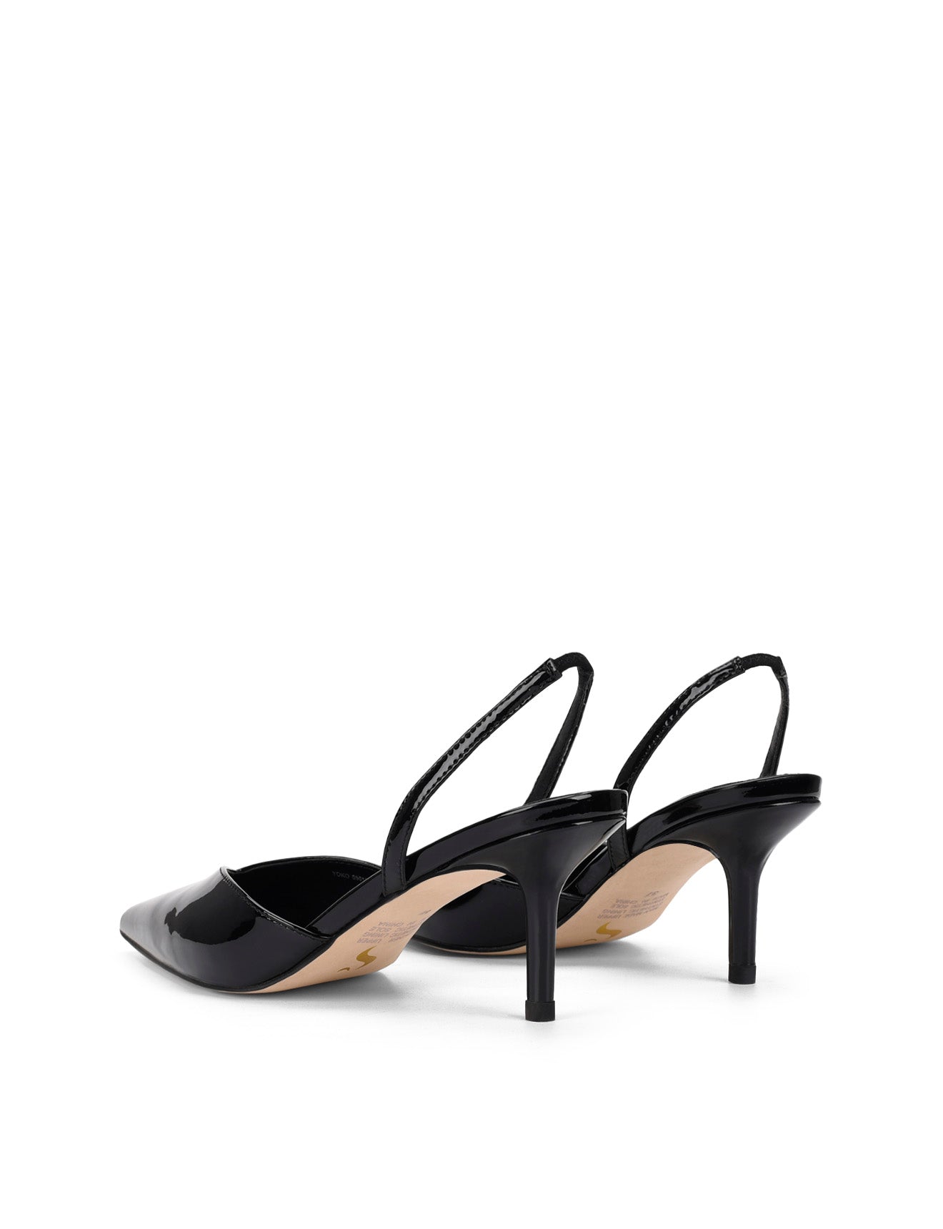 Women's black patent leather slingback kitten heel with pointed toe