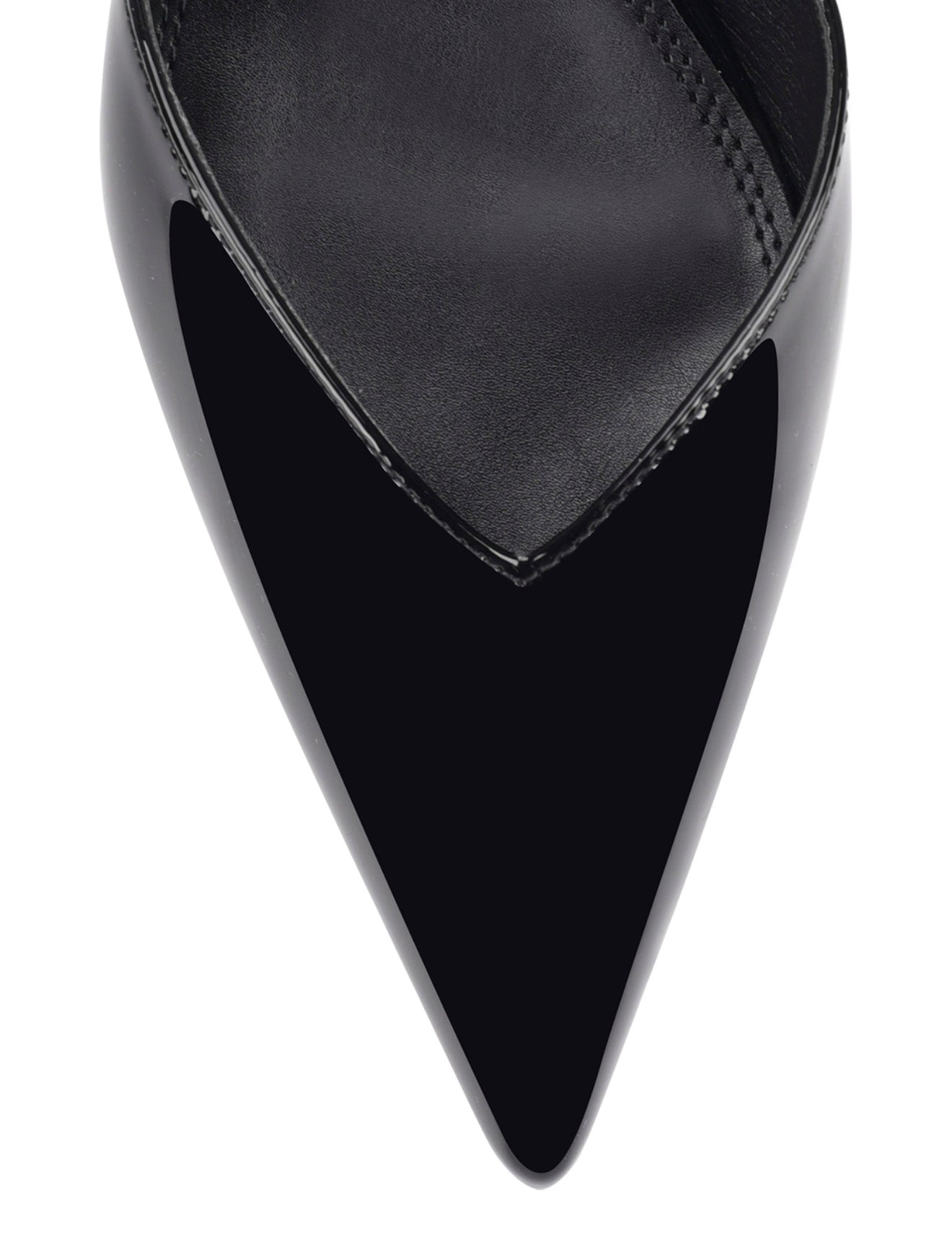 Women's black patent leather slingback kitten heel with pointed toe