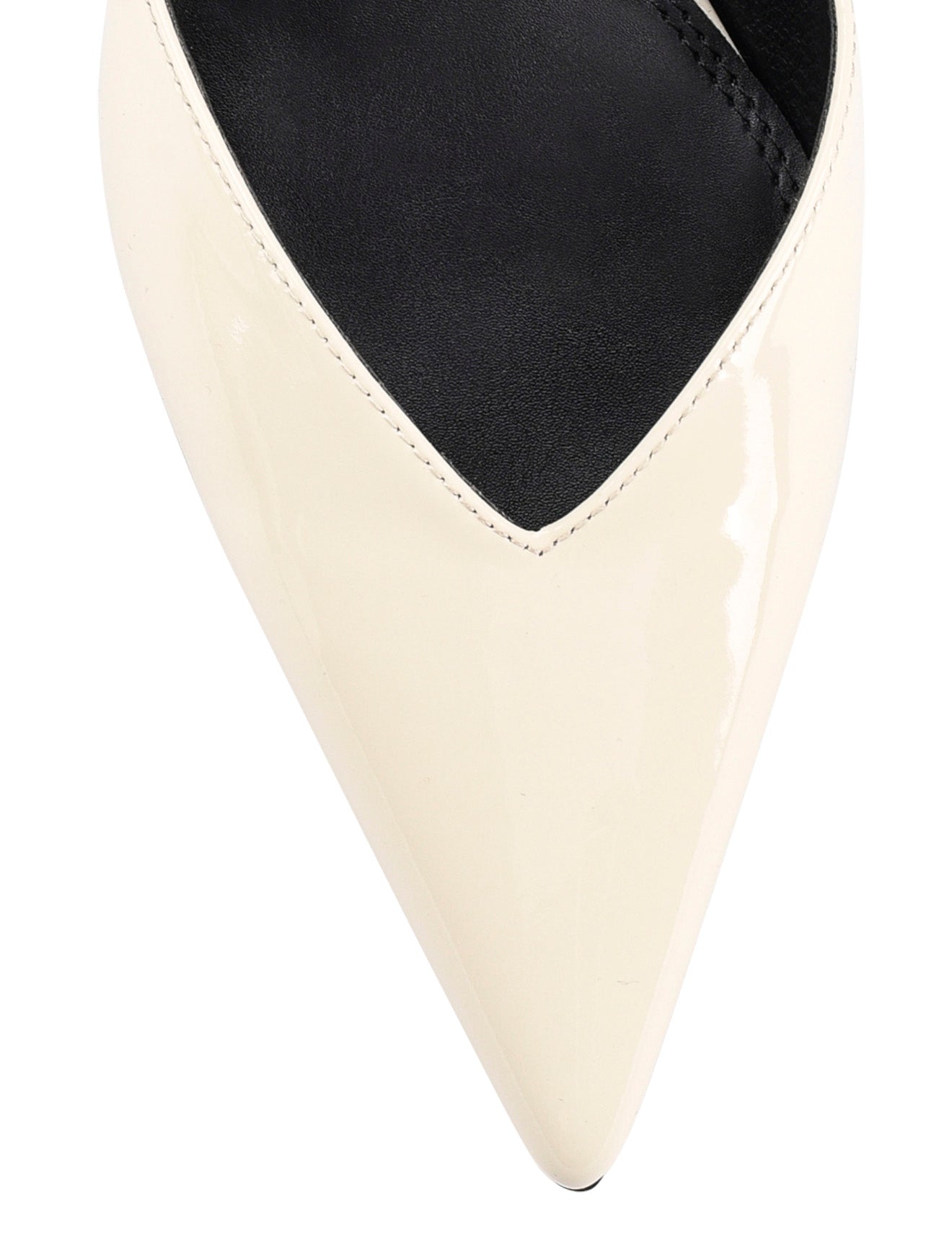 Women's white patent leather slingback kitten heel with pointed toe