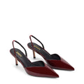 Women's red patent leather slingback kitten heel with pointed toe
