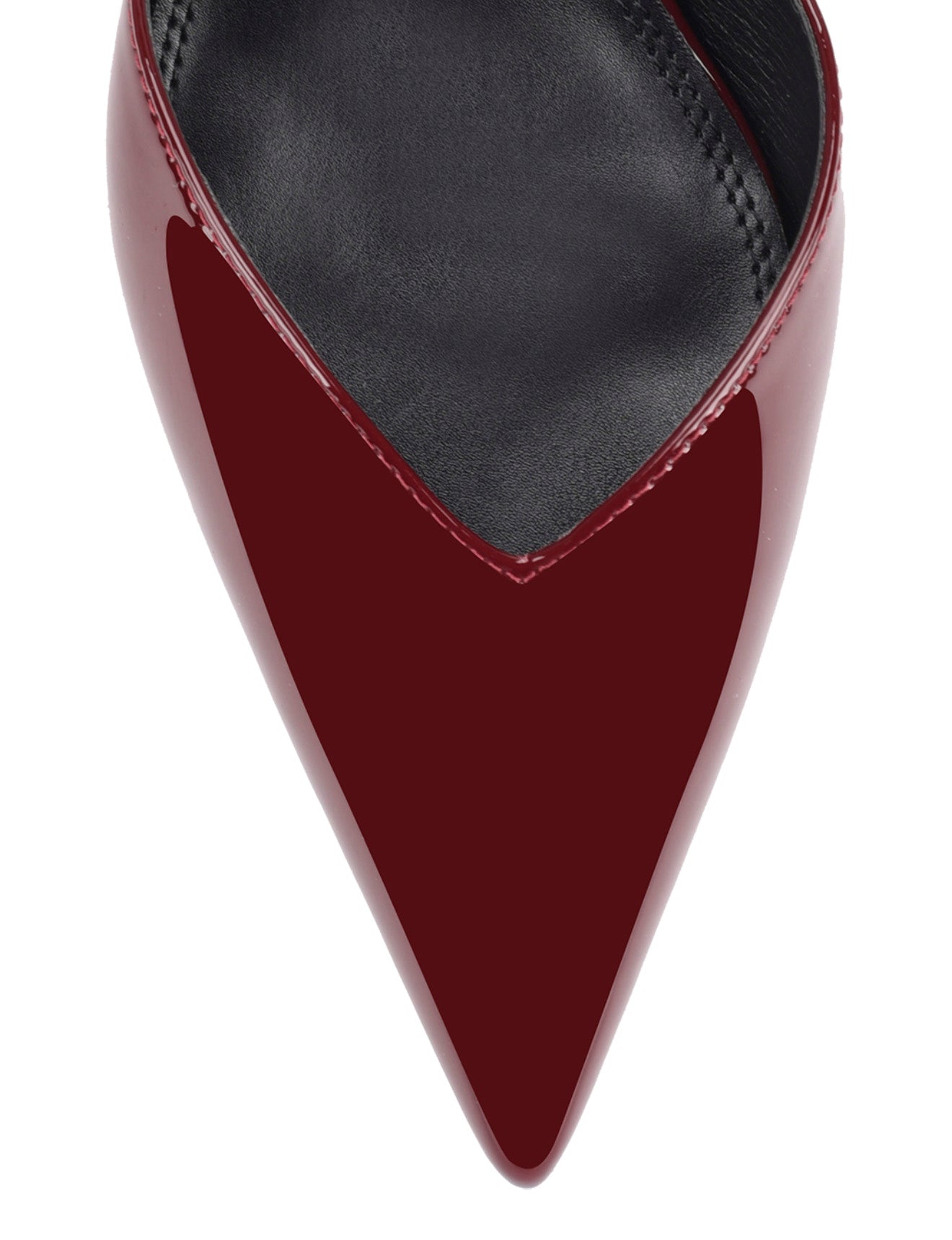 Women's red patent leather slingback kitten heel with pointed toe