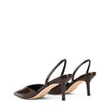 Women's chocolate brown patent leather slingback kitten heels