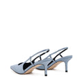 Women's blue satin point toe slingback kitten heel