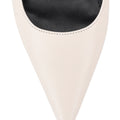 Women's white leather slingback kitten heel with pointed toe and elastic fastening