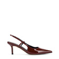 Women's red wine patent leather slingback kitten heel with pointed toe and elastic fastening