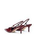 Women's red wine patent leather slingback kitten heel with pointed toe and elastic fastening