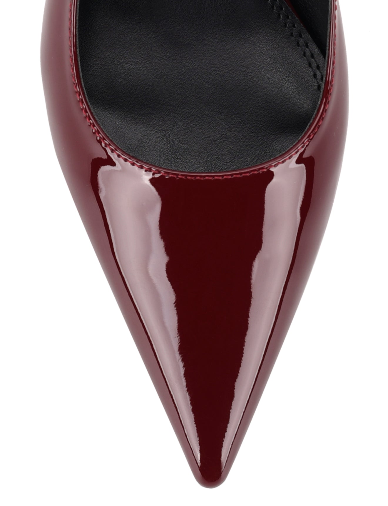 Women's red wine patent leather slingback kitten heel with pointed toe and elastic fastening