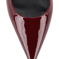 Women's red wine patent leather slingback kitten heel with pointed toe and elastic fastening