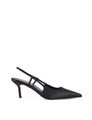 Women's black satin slingback kitten heels