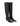 Women's black microsuede stretch over the knee boot with mid stiletto heel and pointed toe