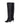Women's black microsuede stretch over the knee boot with mid stiletto heel and pointed toe