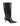 Women's black croc embossed leather knee high boot with high heel and pointed toe