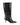 Women's black croc embossed leather knee high boot with high heel and pointed toe