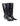 Women's black croc embossed leather knee high boot with high heel and pointed toe