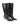 Women's black croc embossed leather knee high boot with high heel and pointed toe