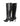 Women's black croc embossed leather knee high boot with high heel and pointed toe