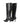 Women's black croc embossed leather knee high boot with high heel and pointed toe