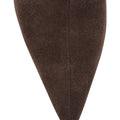 Women's chocolate brown leather suede knee high boot with kitten heel and pointed toe 