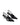 Women's black patent leather stiletto kitten heel slingback pump with elasticated closure, pointed toe and v-cut throat