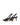 Women's black patent leather stiletto kitten heel slingback pump with elasticated closure, pointed toe and v-cut throat