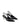 Women's slingback kitten heel in black embossed croc leather with pointed toe and v shaped throat and elastic fastening