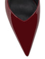 Women's red wine patent leather slingback kitten heels with pointed toe and v-cut throat