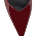 Women's red wine patent leather slingback kitten heels with pointed toe and v-cut throat