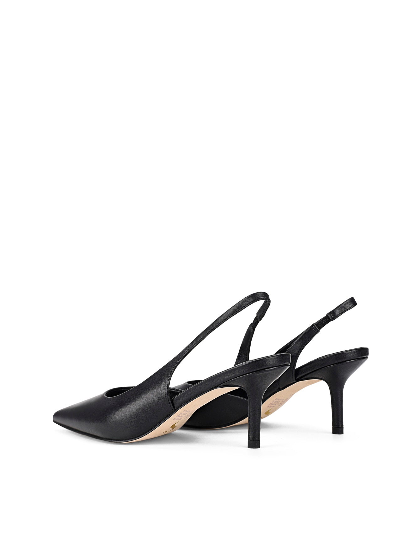 Women's black leather dorsay heel with elasticated slingback and pointed toe
