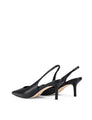 Women's black leather dorsay heel with elasticated slingback and pointed toe