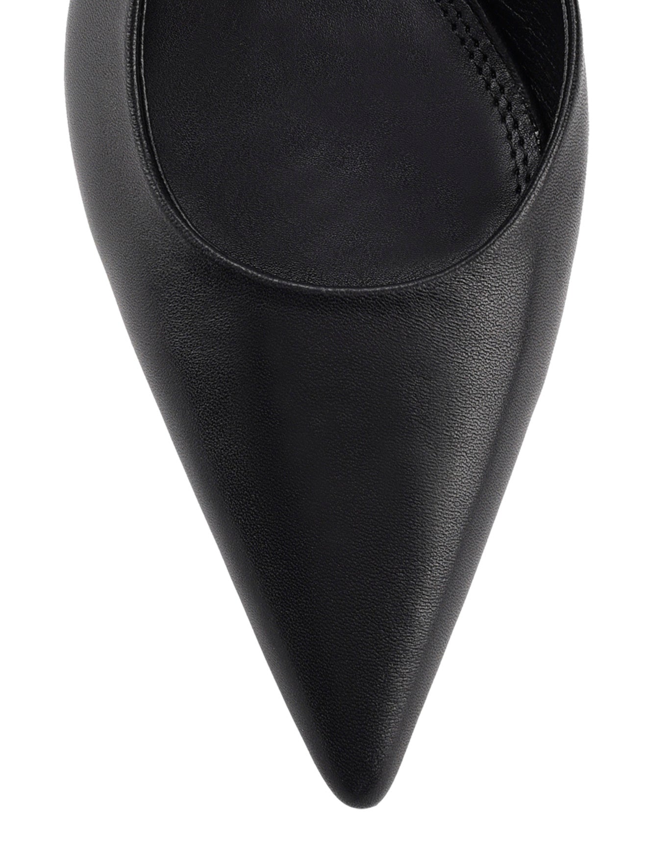 Women's black leather dorsay heel with elasticated slingback and pointed toe