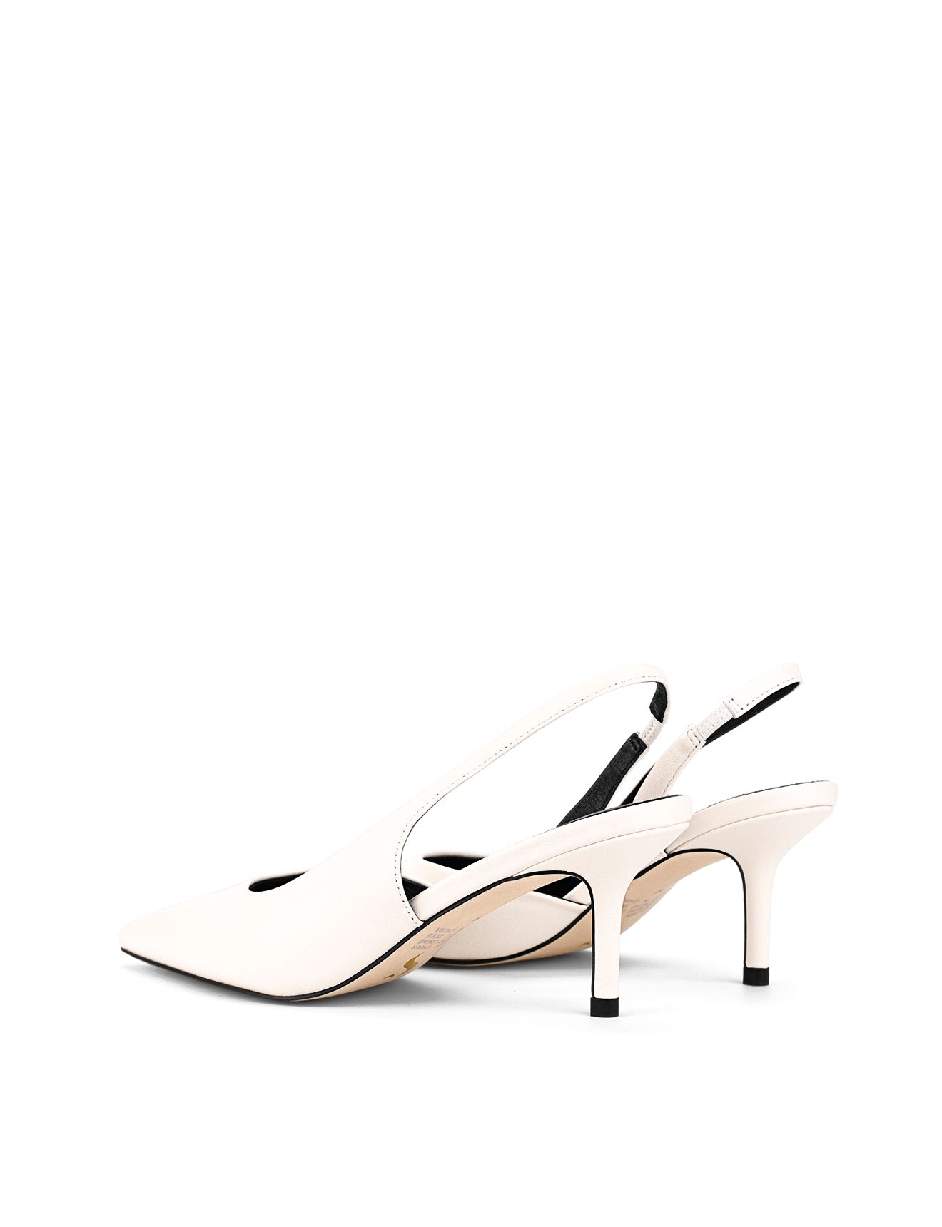 Women's white leather dorsay heel with elasticated slingback and pointed toe