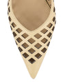 Women's custard butter yellow slingback kitten heel laser cut upper, pointed toe, elastic slingback