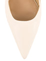 Women's cream white leather slingback stiletto heel with buckle fastening and pointed toe