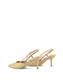 Women's custard yellow leather slingback stiletto heel with buckle fastening and pointed toe