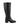 Women's black leather riding boot with block heel and round toe