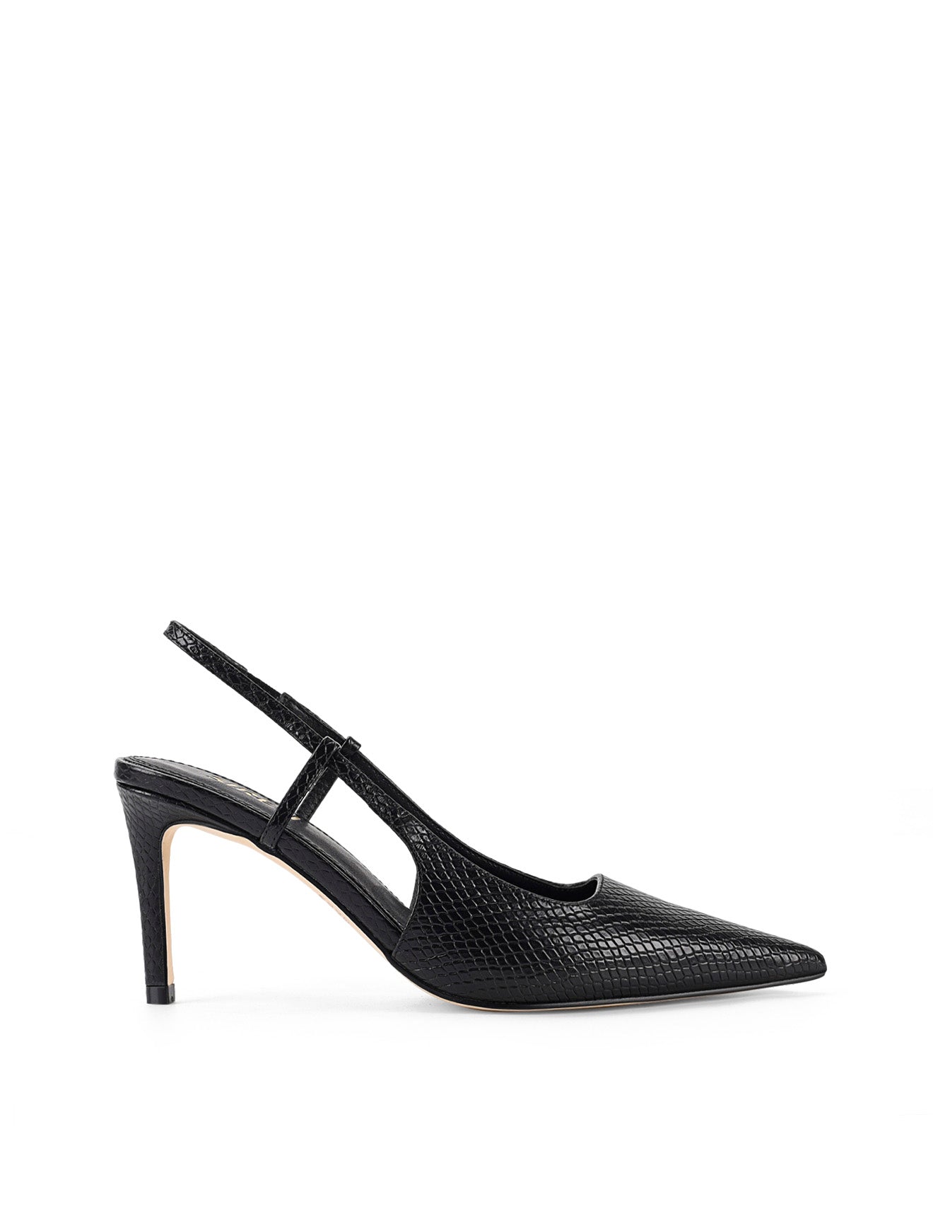 Women's blake snake embossed leather stiletto heel with slingback and pointed toe