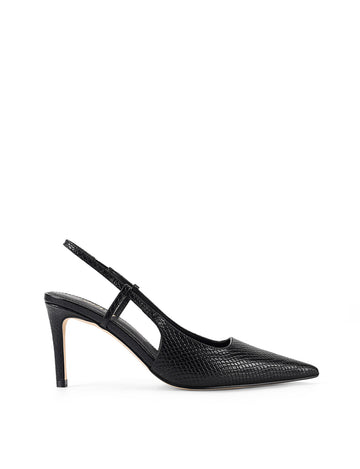 Women's blake snake embossed leather stiletto heel with slingback and pointed toe