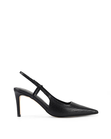 Women's blake snake embossed leather stiletto heel with slingback and pointed toe