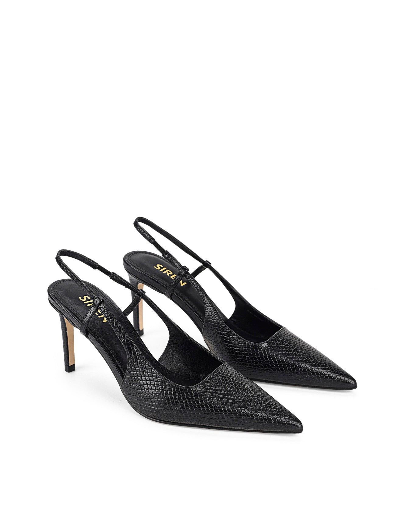 Women's blake snake embossed leather stiletto heel with slingback and pointed toe
