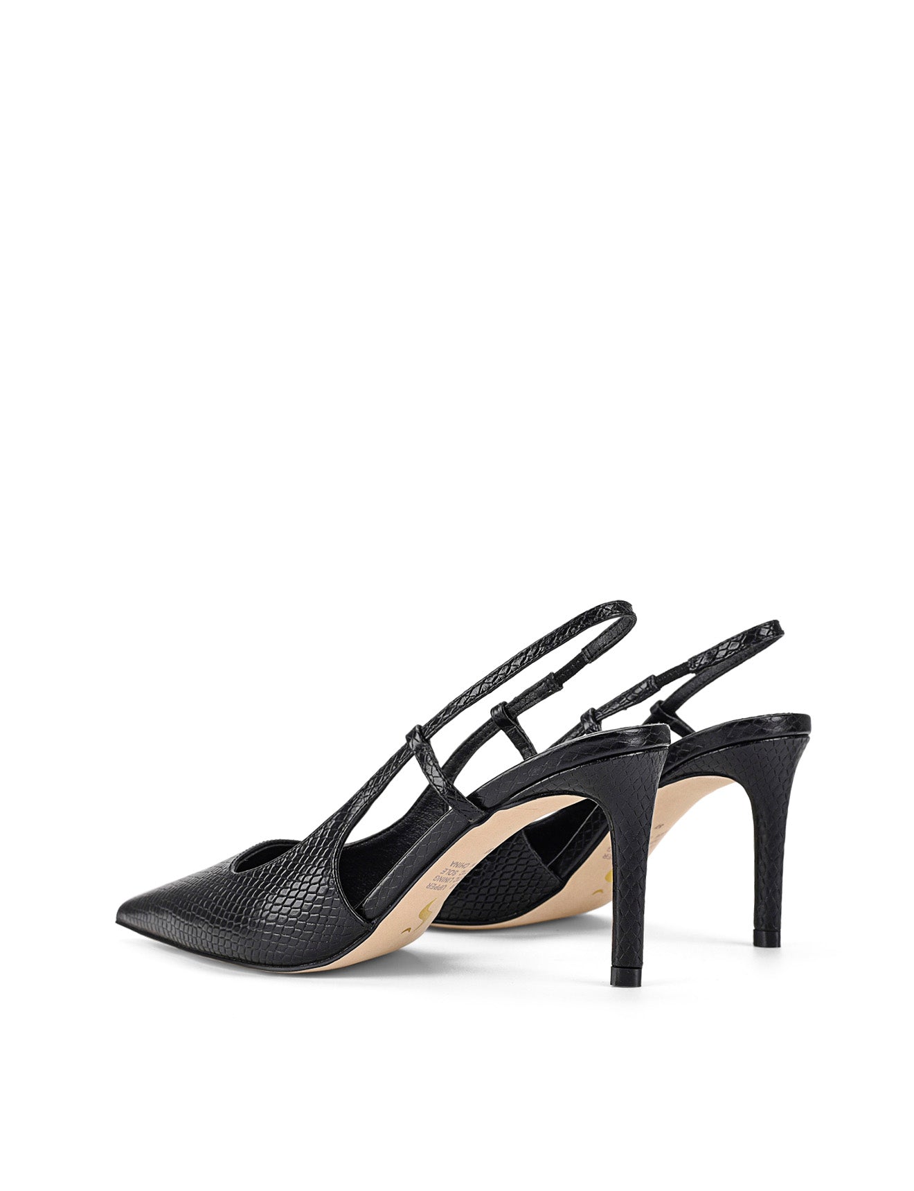 Women's blake snake embossed leather stiletto heel with slingback and pointed toe