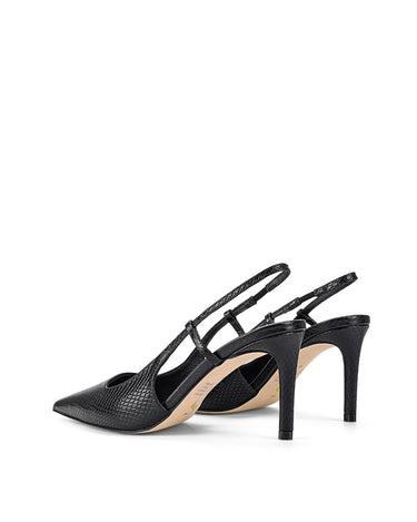 Women's blake snake embossed leather stiletto heel with slingback and pointed toe